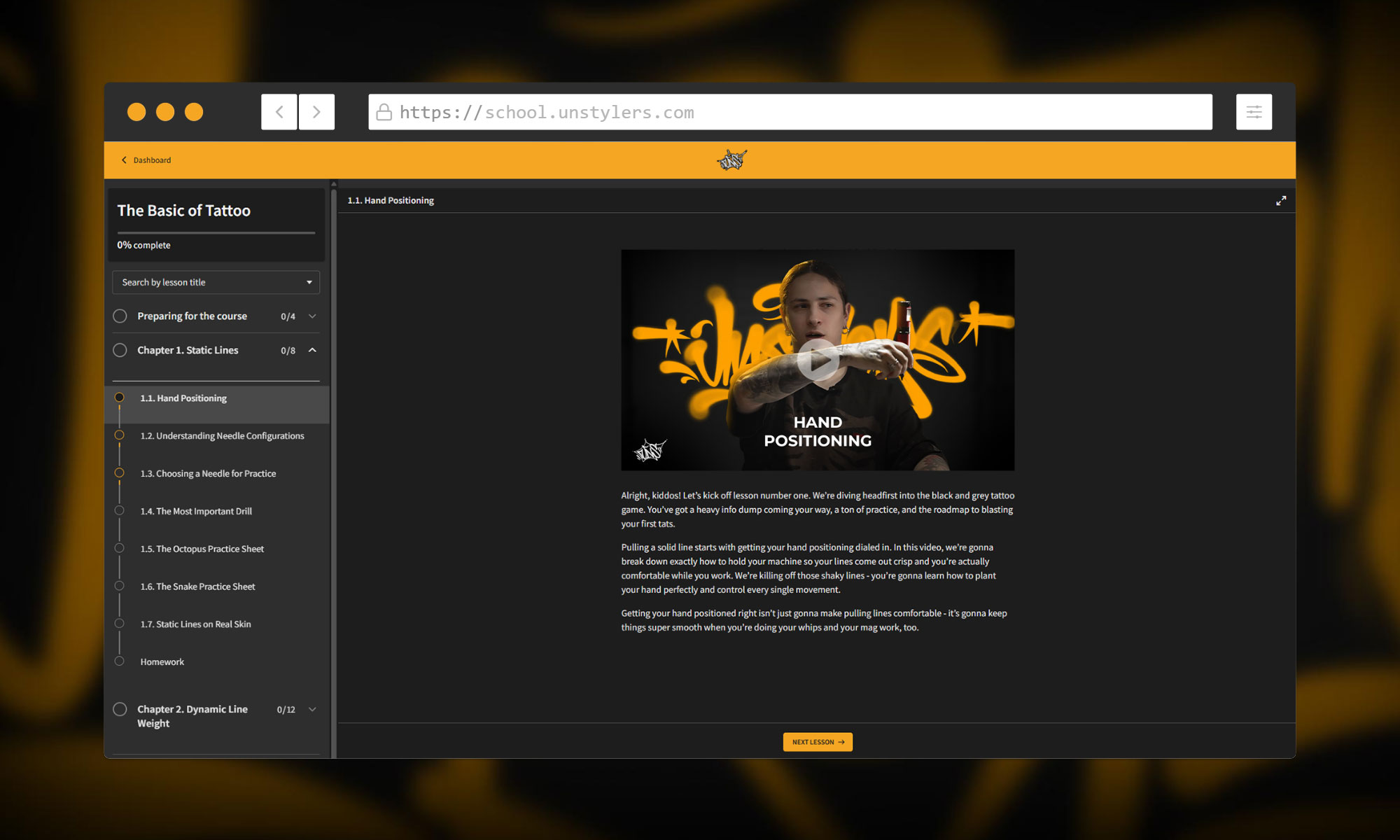 Course platform screenshot